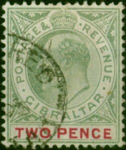 Gibraltar 1903 2d Grey-Green & Carmine SG48 Fine Used