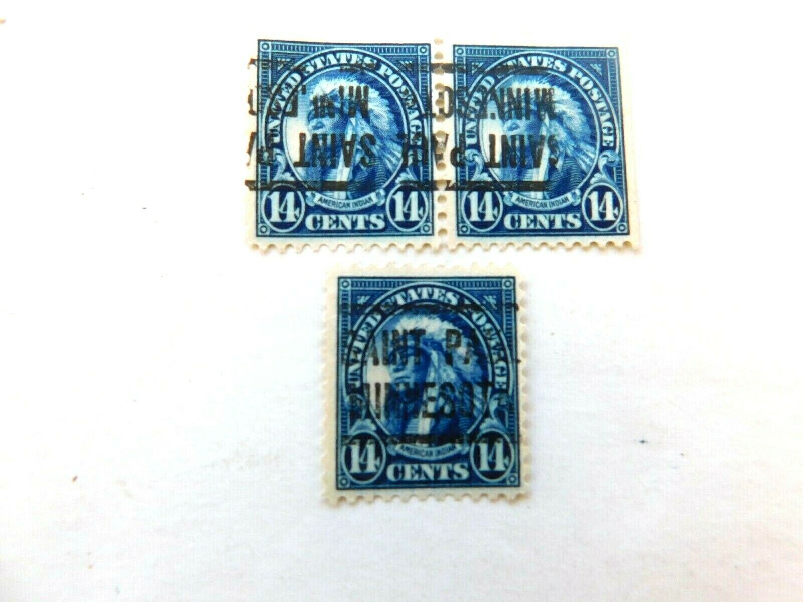 Precancel Stamps St Paul Mn Pair Upside Down Wnormal Single St Paul Precancel United States 