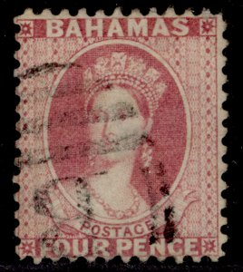 BAHAMAS QV SG41, 4d rose, FINE USED. Cat £45.