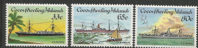 COCOS ISLANDS, 129-131, MNH, CABLE-LAYING SHIPS