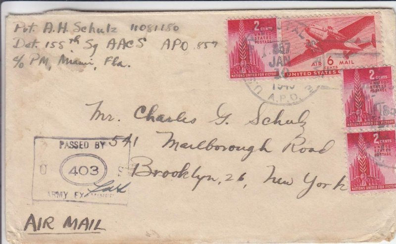 1946, WW2: APO 857, British Guiana to New York, See Remark (M140)