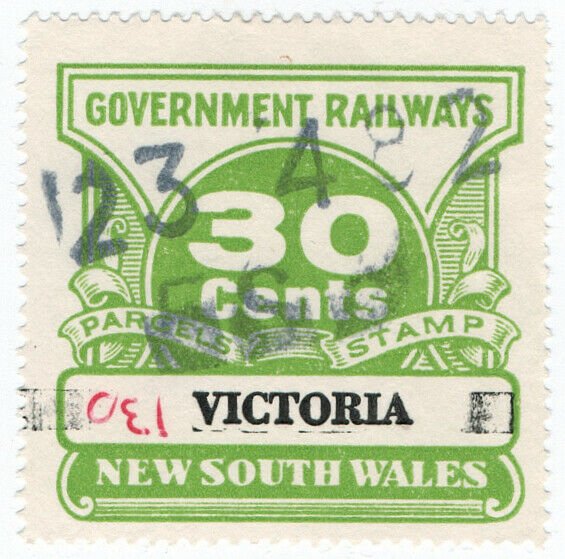 (I.B) Australia - NSW Government Railways : Parcels Stamp 30c (Victoria)