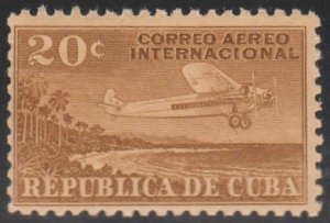 1931 Cuba Stamps Sc C7 Airplane and Coast Foreign Postage 20c MNH