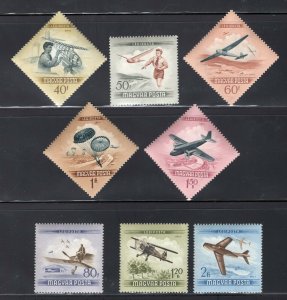 HUNGARY 1954 AIR MAIL SET SCOTT C149-C156 PERFECT MNH