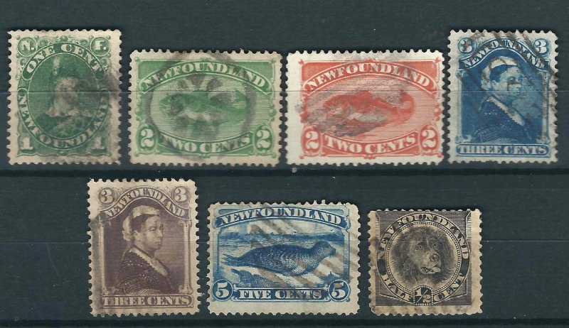 Newfoundland 7 Different Used F/VF 1880-96 SCV $56.75