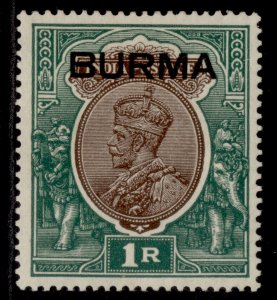 BURMA GV SG13, 1r chocolate & green, M MINT. Cat £70.