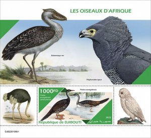 DJIBUTI - 2022 - African Birds - Perf Souv Sheet #1 - Mint Never Hinged