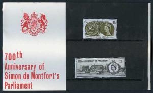 SG663-4 1965 700th Parliament Presentation Pack