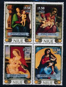 [BIN2811] Niue 1986 Painting good block of 4 stamps very fine MNH OVPT