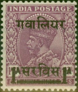 Gwalior 1941 1a on 1a3p Mauve SG090 V.F MNH