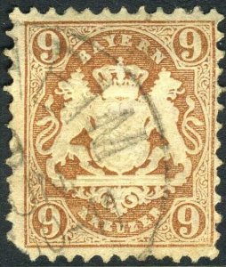 Germany 1870 Bavaria 9K Scott # 27a VFU M444 ⭐⭐⭐⭐⭐⭐