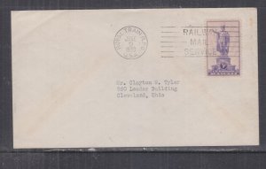 ROYAL TRAIN, RPO, RAILWAY MAIL SERVICE, 1939 cover, 3c. Hawaii.