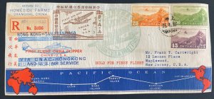 1937 Shanghai China First Flight Airmail Cover  to Maplewood NJ USA CNAC Clipper