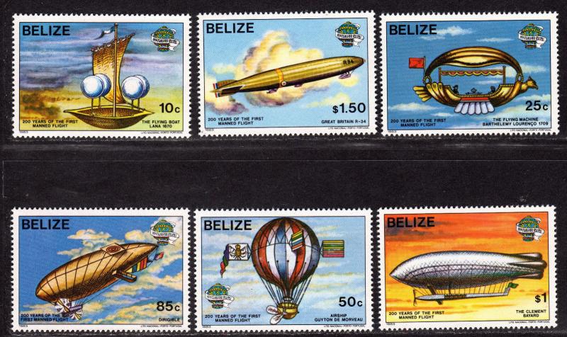 $Belize Sc#672-677 M/NH, complete set, Zeppelins, CV. $40.25