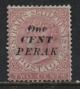 Perak overprinted on Straits Settlements  2 cents rose variety CFNT  mint o.g.