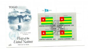 United Nations #490 Flag Series 1986, Togo, ArtCraft, MI4 FDC