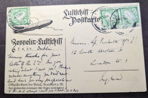 1923 Ireland Zeppelin Airmail Delag Postcard Cover Dublin to London England