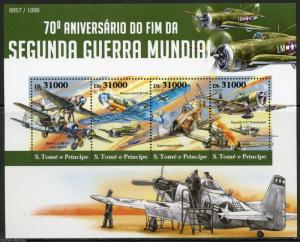 SAO TOME  2015  70th ANNIVERSARY OF THE END OF WW II   AIRPLANE SHEET  MINT NH