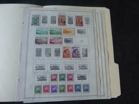 Monaco 1939-1955 Stamp Collection on Album Pages