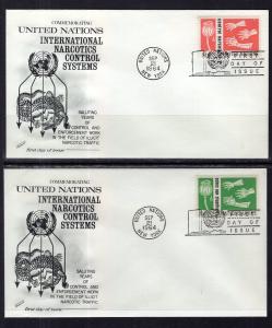 UN New York 131-132 Control Narcotics Fleetwood Set of Two U/A FDCs