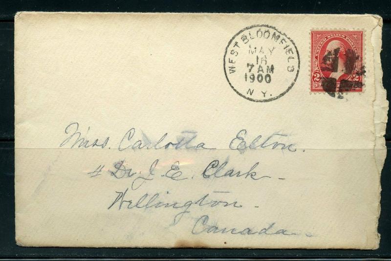 US W. BLOOMFIELD 5/16/1900 2-CENT COVER TO WELLINGTON, CANADA 5/17/1900 AS SHOWN