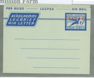 Swaziland  1960 Postal Stationery, 6c Aerogramme, Top flap starting to separate