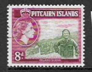 PITCAIRN ISLANDS SG25 1957 8d DEEP OLIVE GREEN & CARMINE FINE USED 