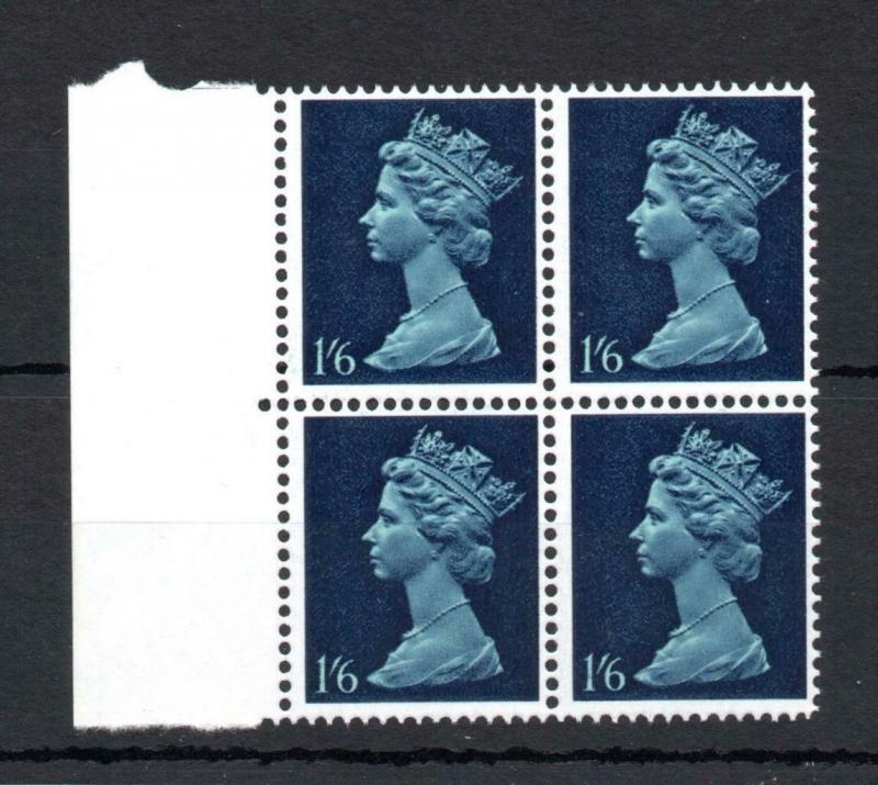 1/6 GUM ARABIC MACHIN UNMOUNTED MINT BLOCK OF 4 WITH PHOSPHOR OMITTED Cat £60