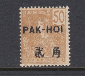 France Cina, Pakhoi Sc 28 MNH. 1906 50c bister brown of Indo-China w/ black ovpt 