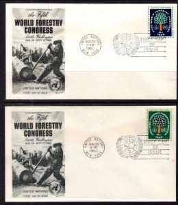 UN New York 81-82 Forestry Fleetwood Set of Two U/A FDC