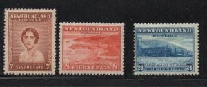 Newfoundland Sc 208-10 1932 views set mint