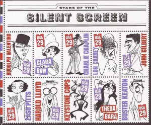 US Stamp - 1994 Silent Screen Stars - Block of 10 Stamps #2828a