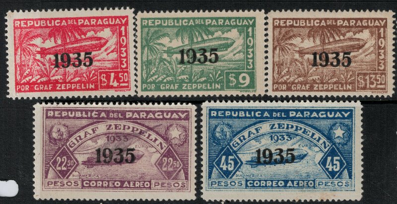 Paraguay 1935 SC C93-C97 Mint SCV $48.00 Set