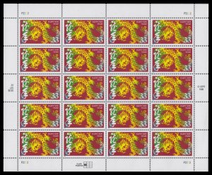 US 3370 Lunar New Year Dragon 33c sheet P2222 (20 stamps) MNH 2000