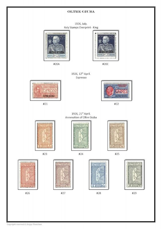 Italian Colonies and Territories 1893-1960 PDF(DIGITAL) STAMP ALBUM PAGES