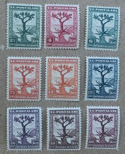 Turkey 1931 2nd Balkan Conference (Olive Trees), MNH. Scott 728-736, CV $35.00