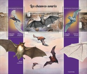 Togo - 2023 Bats, Flying Fox, European Free-tailed Bat - 3 Stamp Sheet TG230106a