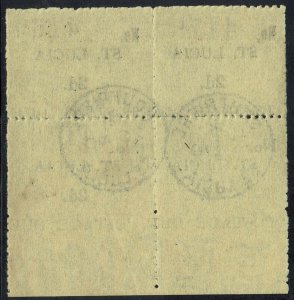 ST LUCIA 1930 POSTAGE DUE 2D BLOCK - BOTTOM 2 STAMPS WIDE NO USED 