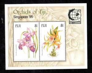 FIJI 740 MNH VF S/S Orchids - Singapore Expo '95 -  Complete set