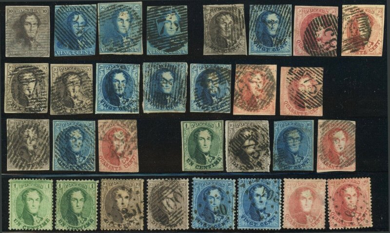 Belgium #1-16 King Leopold I Postage Stamp Collection Europe 1849-1865 Used