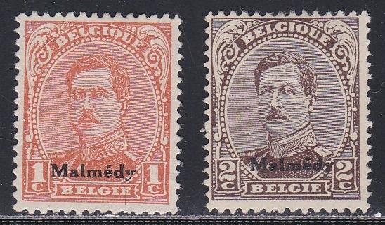 Germany # 1N42-43  Belgian Occupation - Malmedy, Hinged, 1/3 Cat.