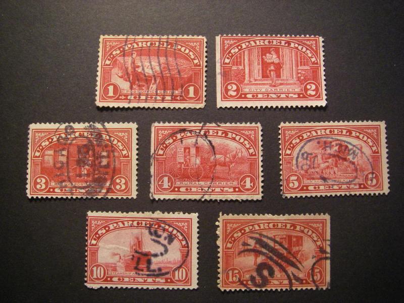 Scott Q1 - Q7, PARCEL POST used, Nice group, Cat $30+