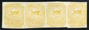 SGCD18 2d Yellow Edinburgh and Leith Circular Delivery Stamp Strip 4 (No Gum)