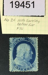 US STAMPS # 24 USED CAT. $43 LOT #19451