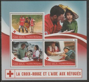 RED CROSS  perf sheet containing three values mnh