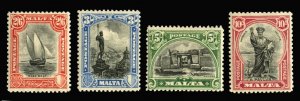 Malta #144-147 (SG 169-172) Cat£130, 1926-27 2sh6p-10sh, four high values, h...