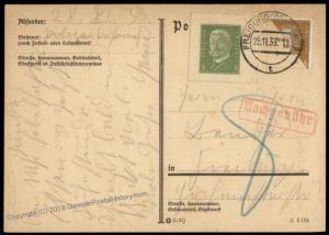 Germany 1933 Postal Stationery Ganzsachen Cutout and Bisect Used on Cover 70693