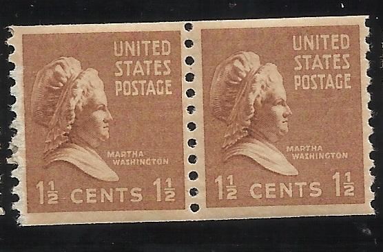 840 1 1/2c Prexie Coil Pair MNH F/VF Centering