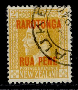 COOK ISLANDS GV SG58, 2d yellow, FINE USED. 