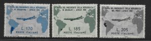 Italy 862-864 1961 South America Trip MNH Light Gum Toning (z1)